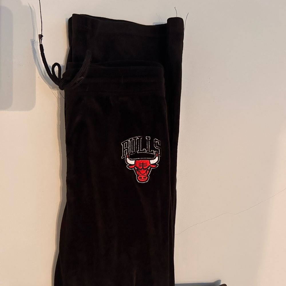 Chicago Bulls Velour Outfit Set M Black Zip Hoodie Sweatsuit Pants Hoodie NBA - Picture 5 of 13
